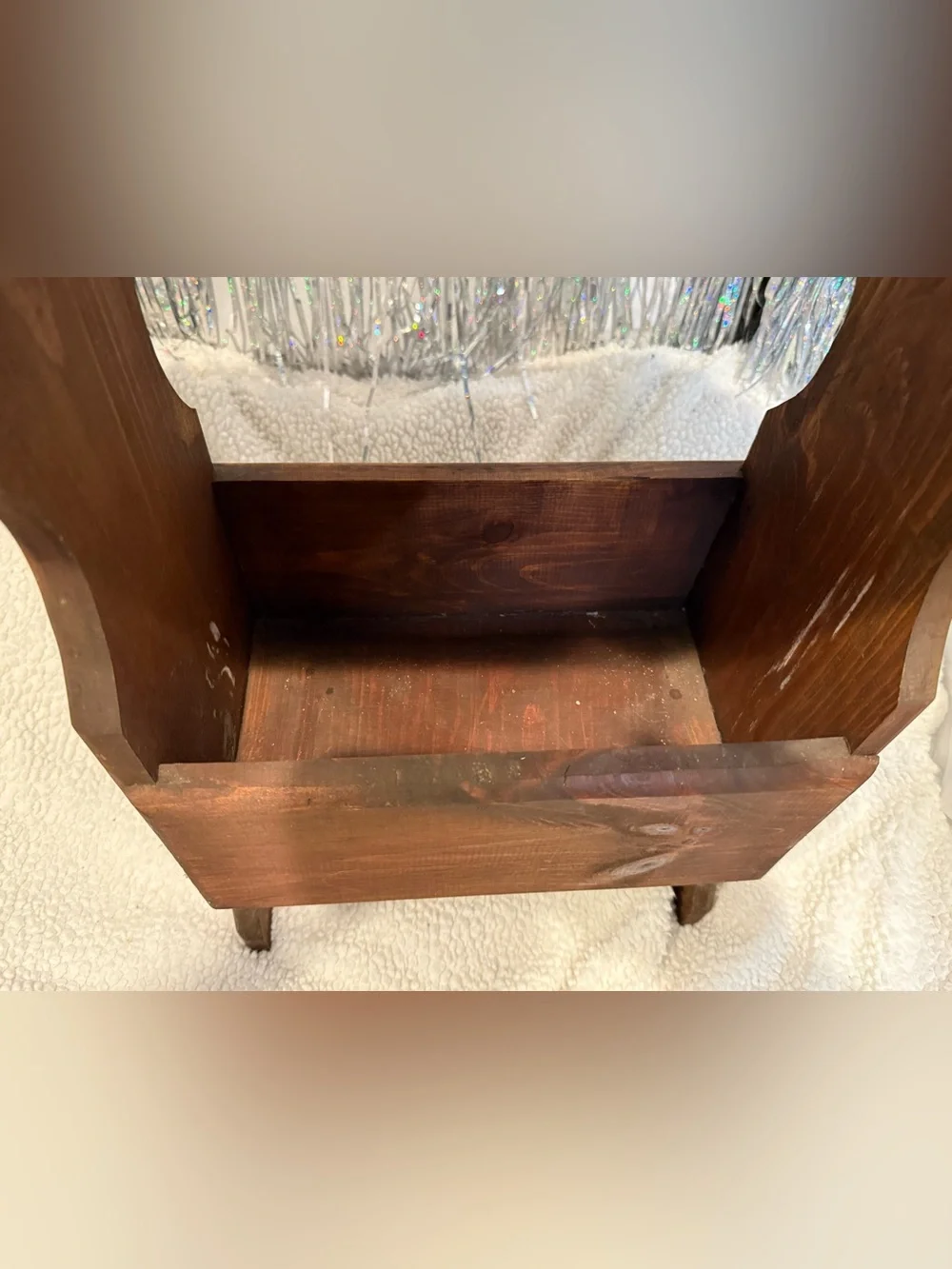 Rustic Wooden Side Table with Magazine Holder - Brown - Picture 11 of 12